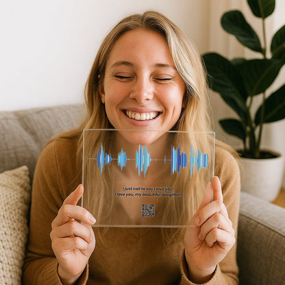 Custom Acrylic Block Sound Wave Art with Playable QR Code