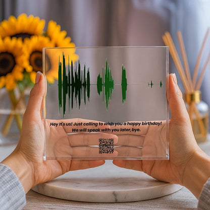 Custom Acrylic Block Sound Wave Art with Playable QR Code