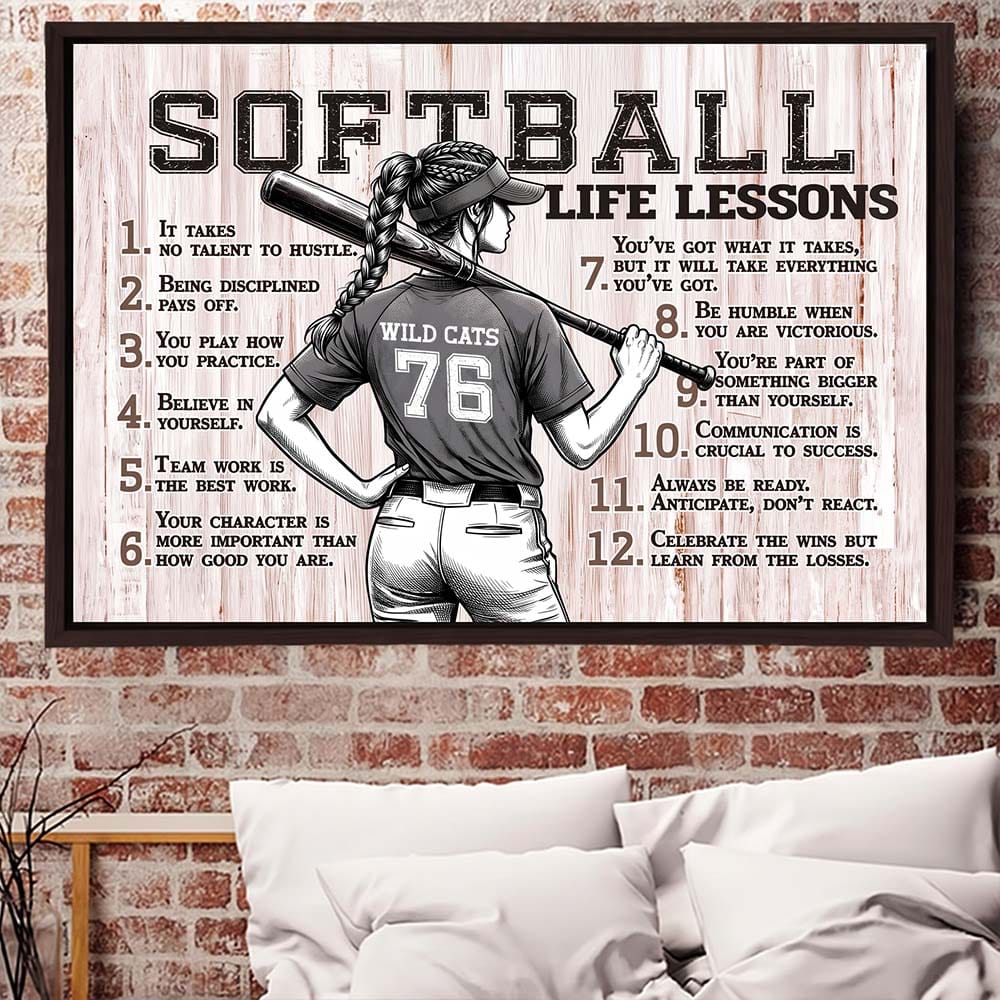 Softball Life Lessons Personalized Canvas Sports Room