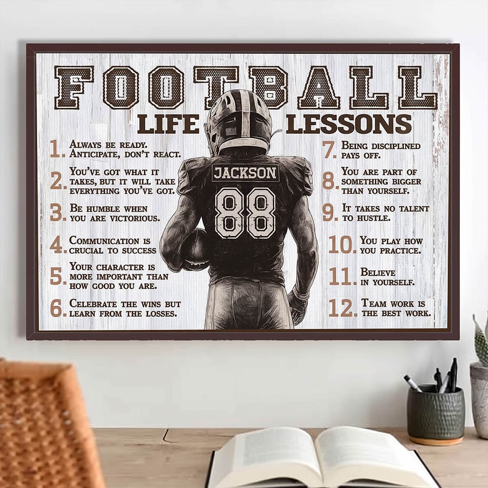 Football Life Lessons Personalized Wall Art Sports Room