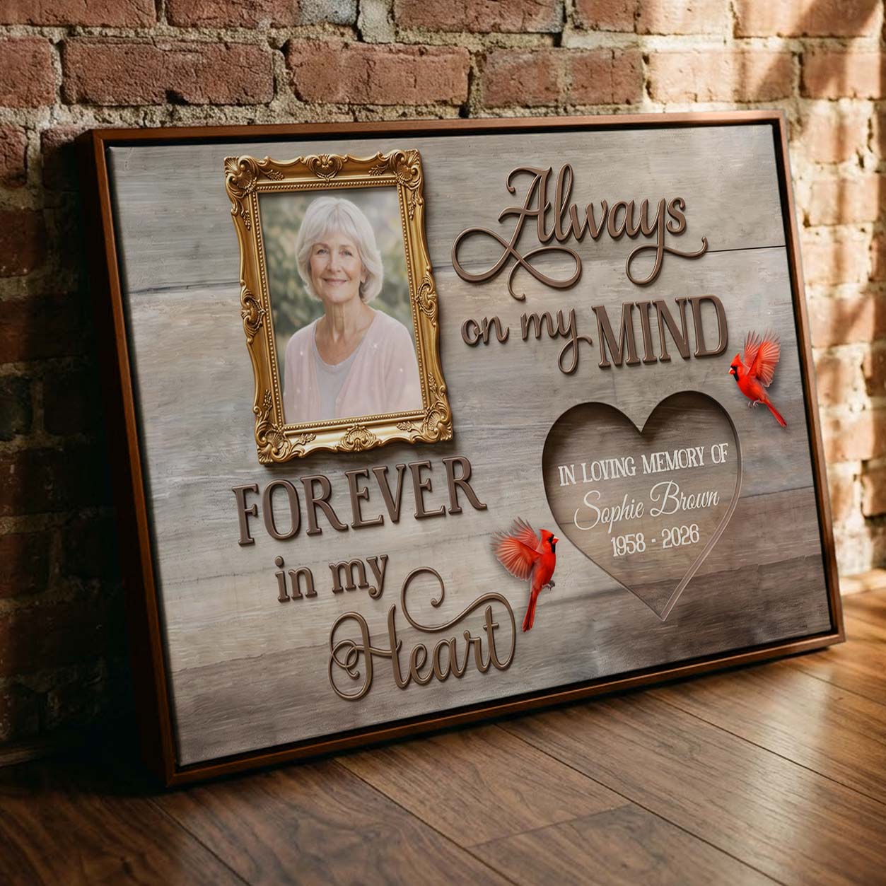 Always In My Heart Memorial Personalized Canvas