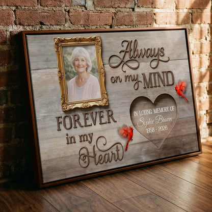 Always In My Heart Memorial Personalized Canvas