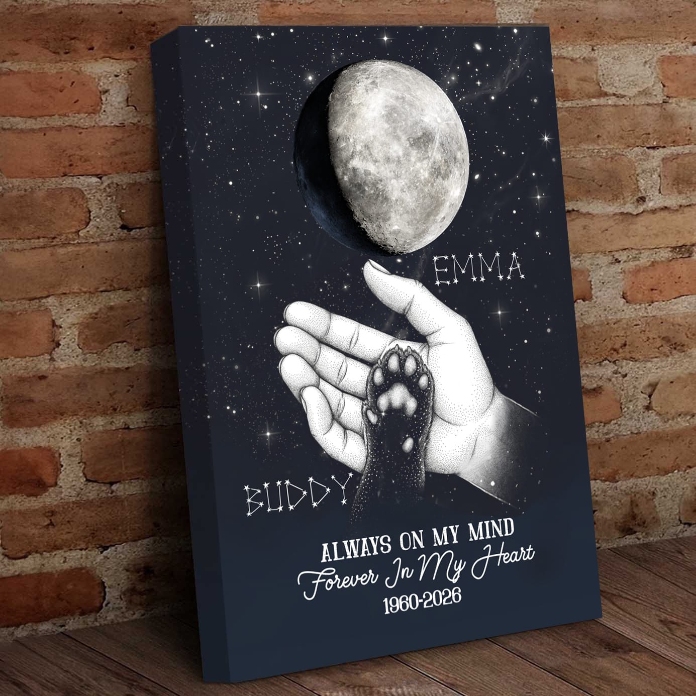 Always On My Mind Custom Moon Phase Pet Memorial Canvas