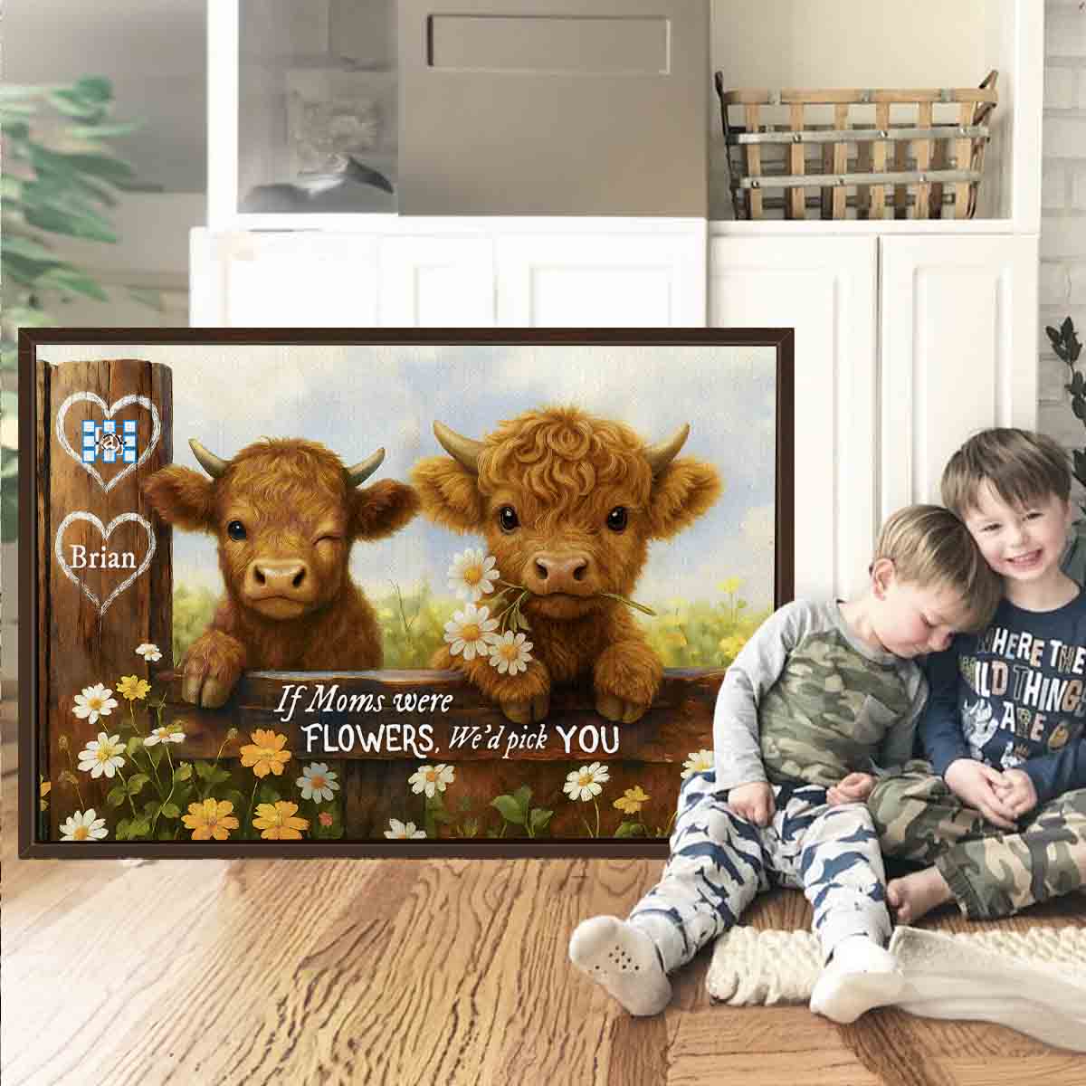 We'd Pick You Highland Cow Custom Canvas