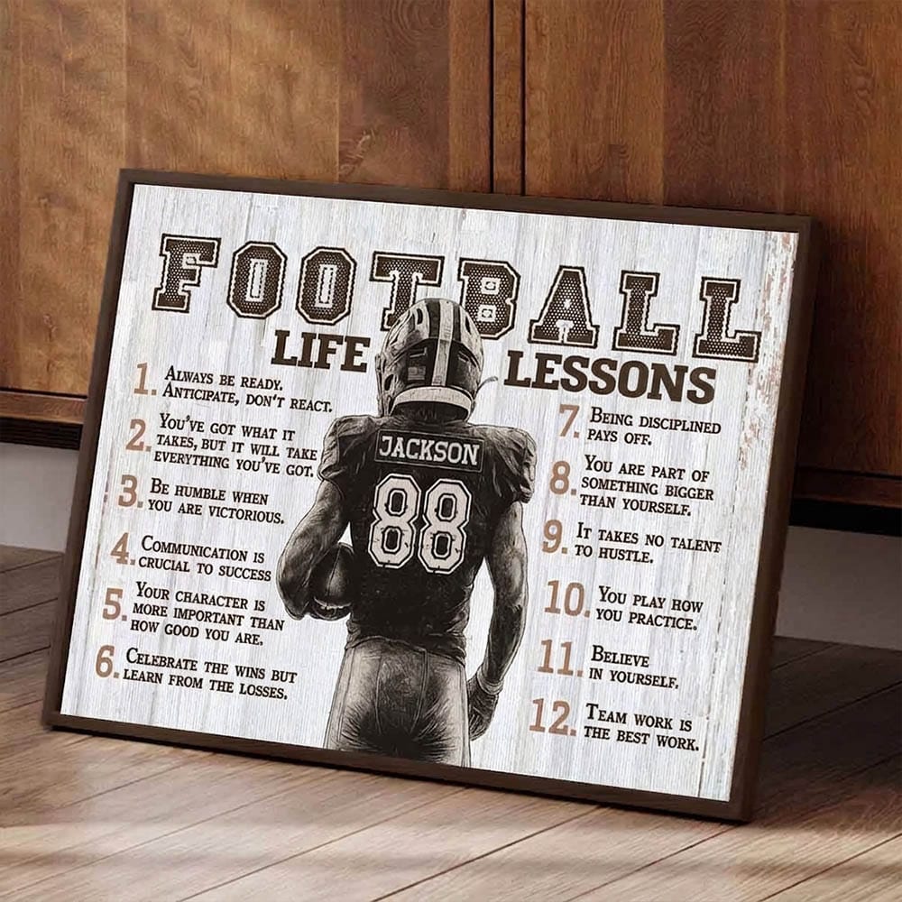 Football Life Lessons Personalized Wall Art Sports Room