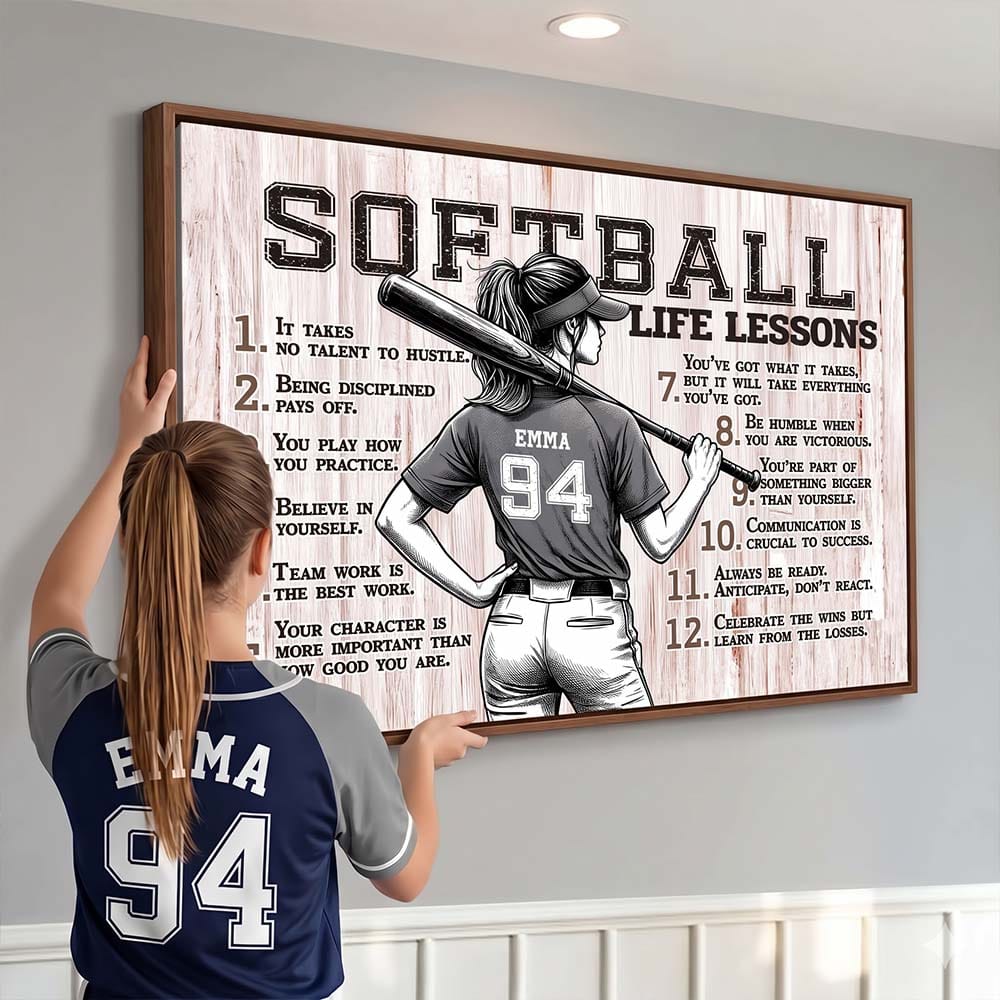 Softball Life Lessons Personalized Canvas Sports Room