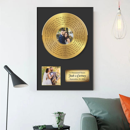 Golden Vinyl Canvas with Personalized Photo and Lyric