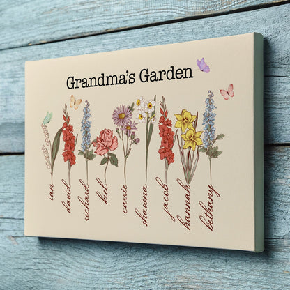 Mom Grandma's Garden - Personalized Birth Flowers Canvas