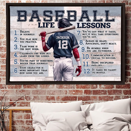 Baseball Life Lessons Personalized Canvas Sports Room
