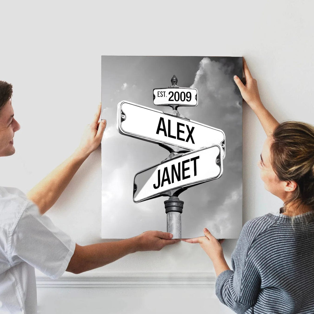 Classic Crossroad of Love | Custom Anniversary Couple Canvas
