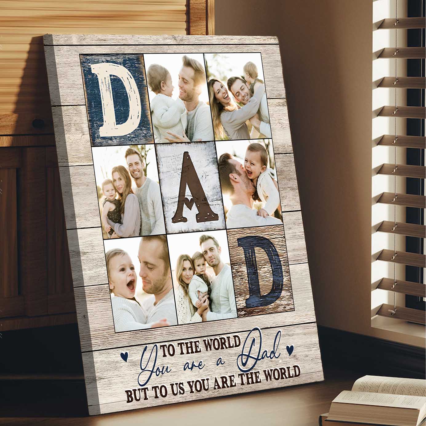 Dad You Are The World Custom Photo Canvas