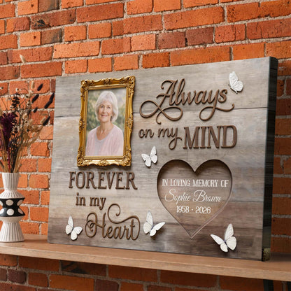 Always In My Heart Memorial Personalized Canvas