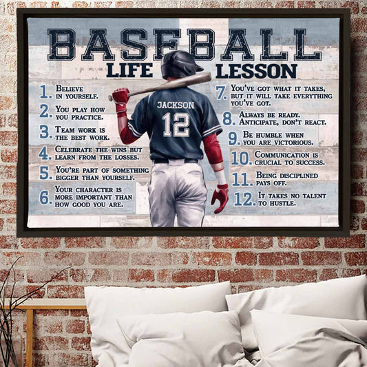 Baseball Life Lessons Personalized Canvas Sports Room