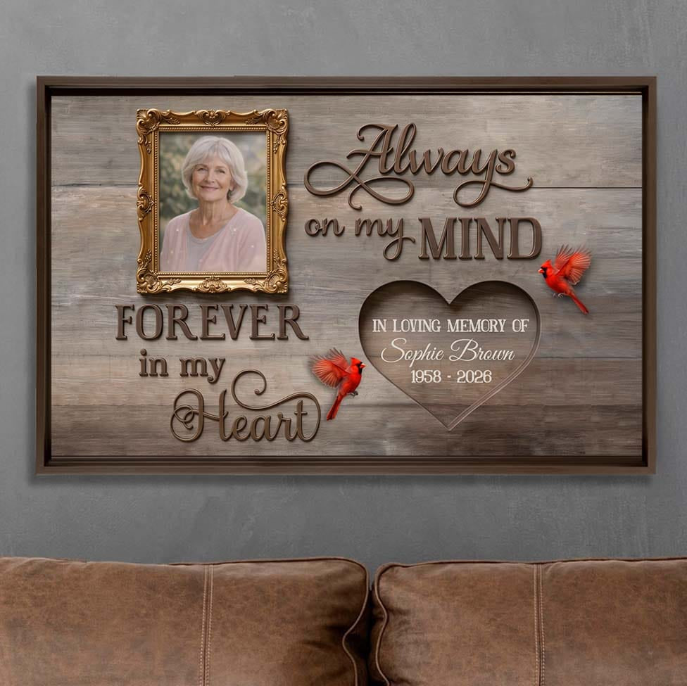 Always In My Heart Memorial Personalized Canvas