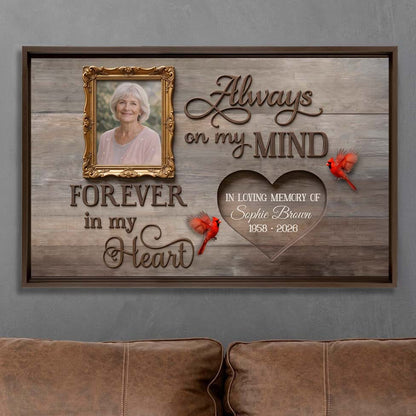 Always In My Heart Memorial Personalized Canvas