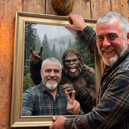 Selfie With My Buddy Bigfoot Sasquatch - Vintage Custom Wall Art