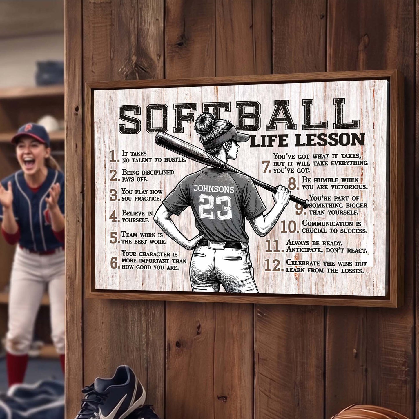 Softball Life Lessons Personalized Canvas Sports Room