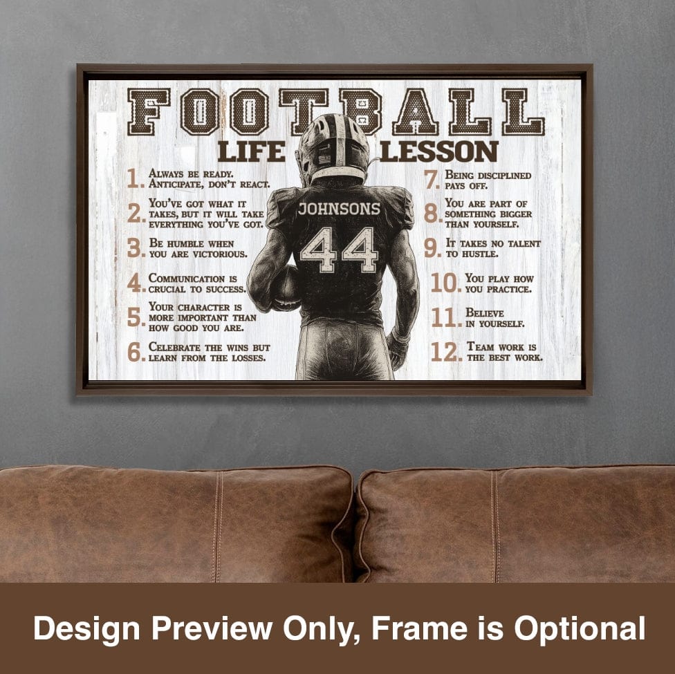 Football Life Lessons Personalized Canvas Sports Room
