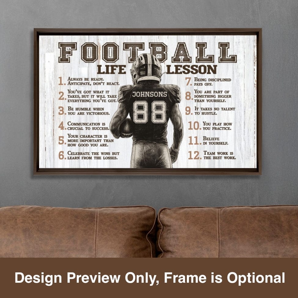 Football Life Lessons Personalized Canvas Sports Room