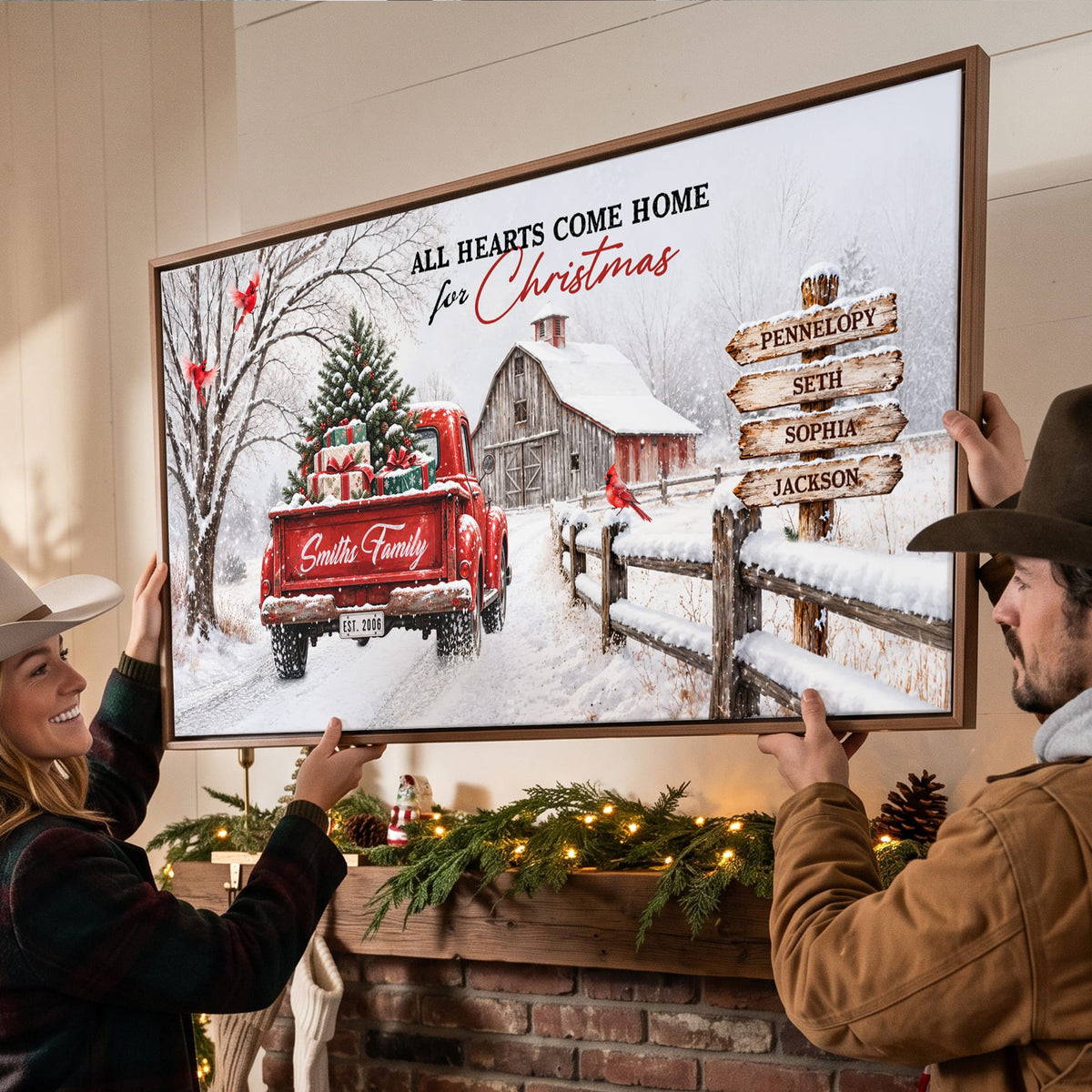 Winter Truck Custom Farmhouse Canvas