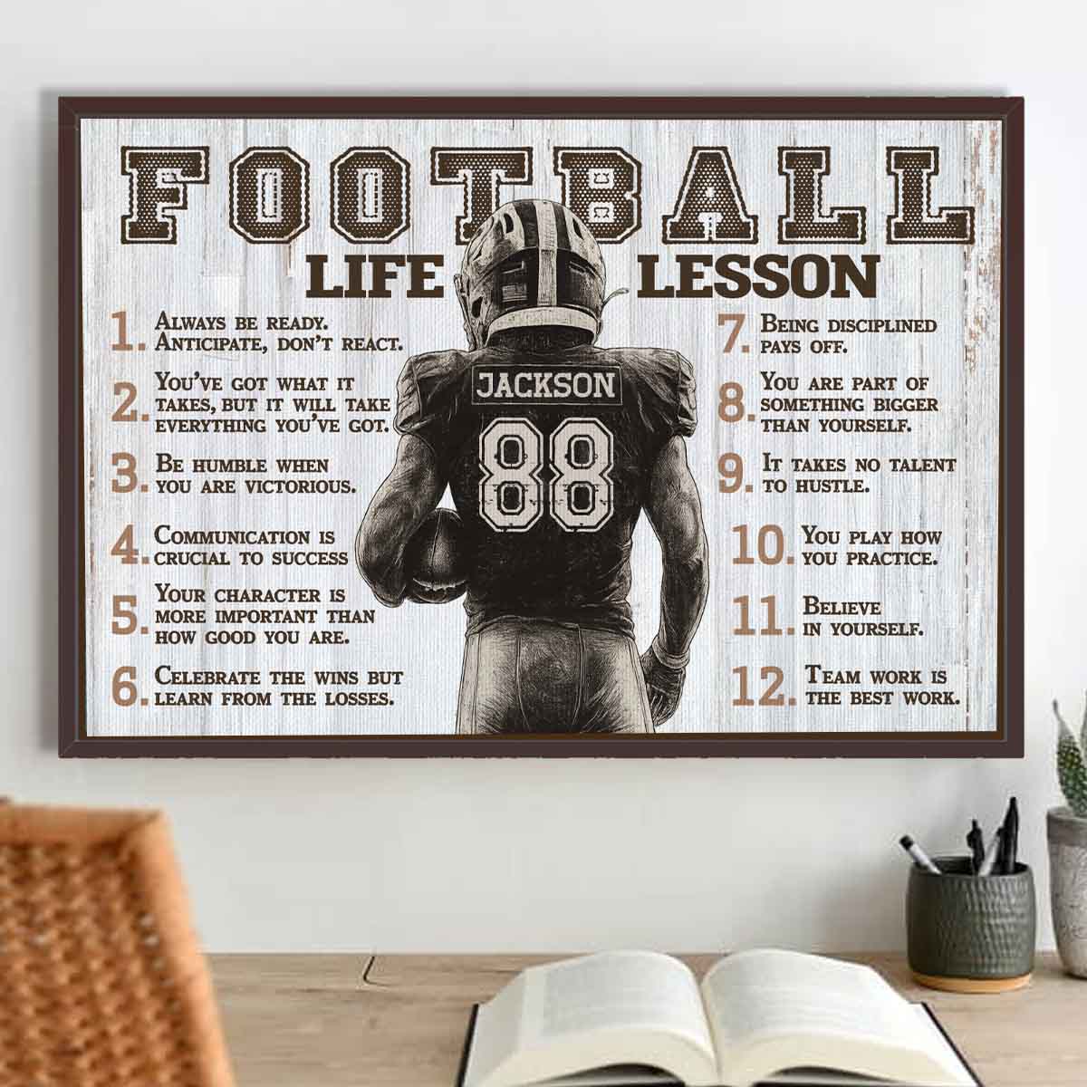 Football Life Lessons Personalized Canvas Sports Room