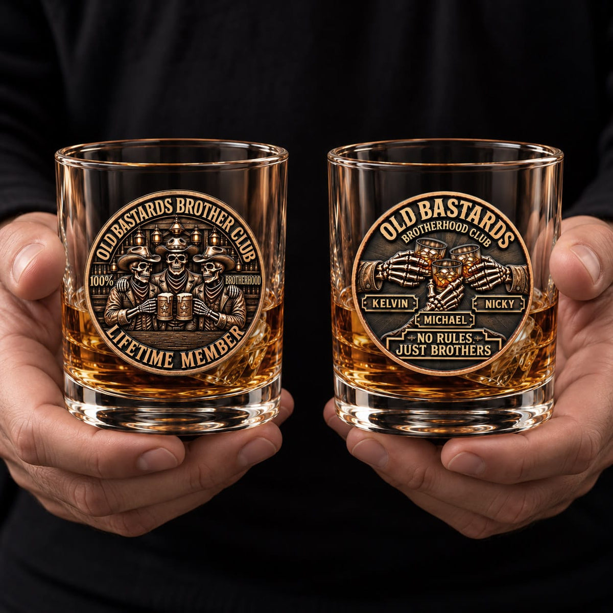 Brotherhood Club Custom Name Rocks Glass, 10oz