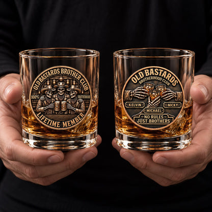Brotherhood Club Custom Name Rocks Glass, 10oz