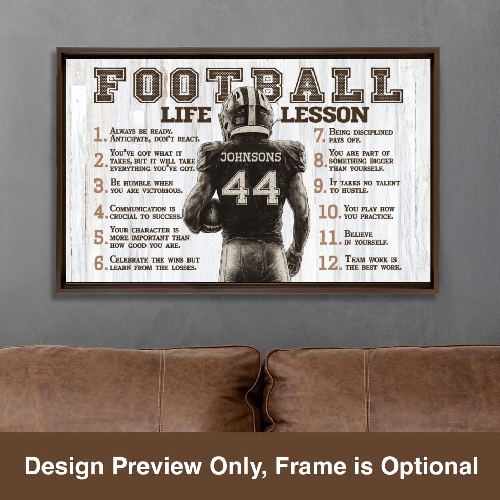 Football Life Lessons Personalized Canvas Poster Sports Room