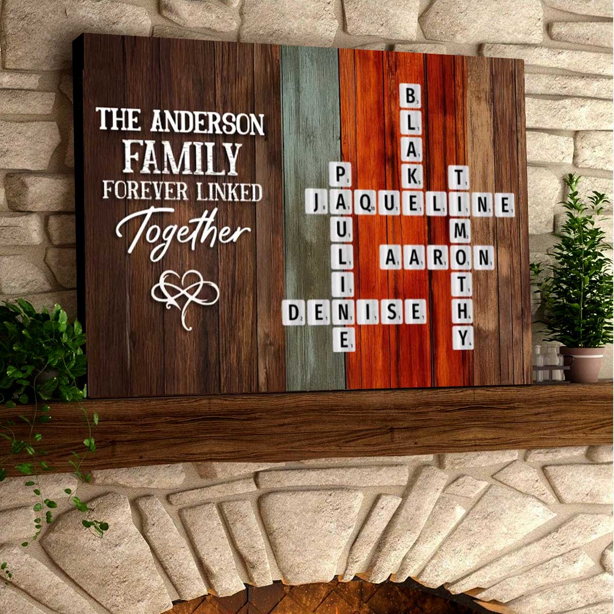 Forever Linked Together Custom Crossword Scrabble Canvas