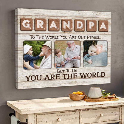 Daddy Grandpa You Are The World Custom Canvas Print