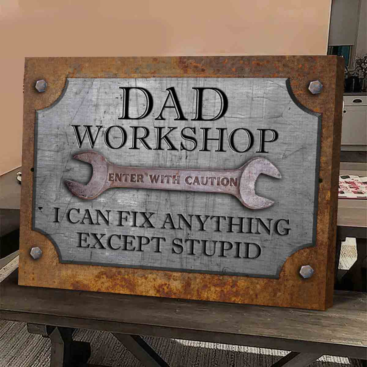 Dad Workshop Wall Art Sign Custom Name