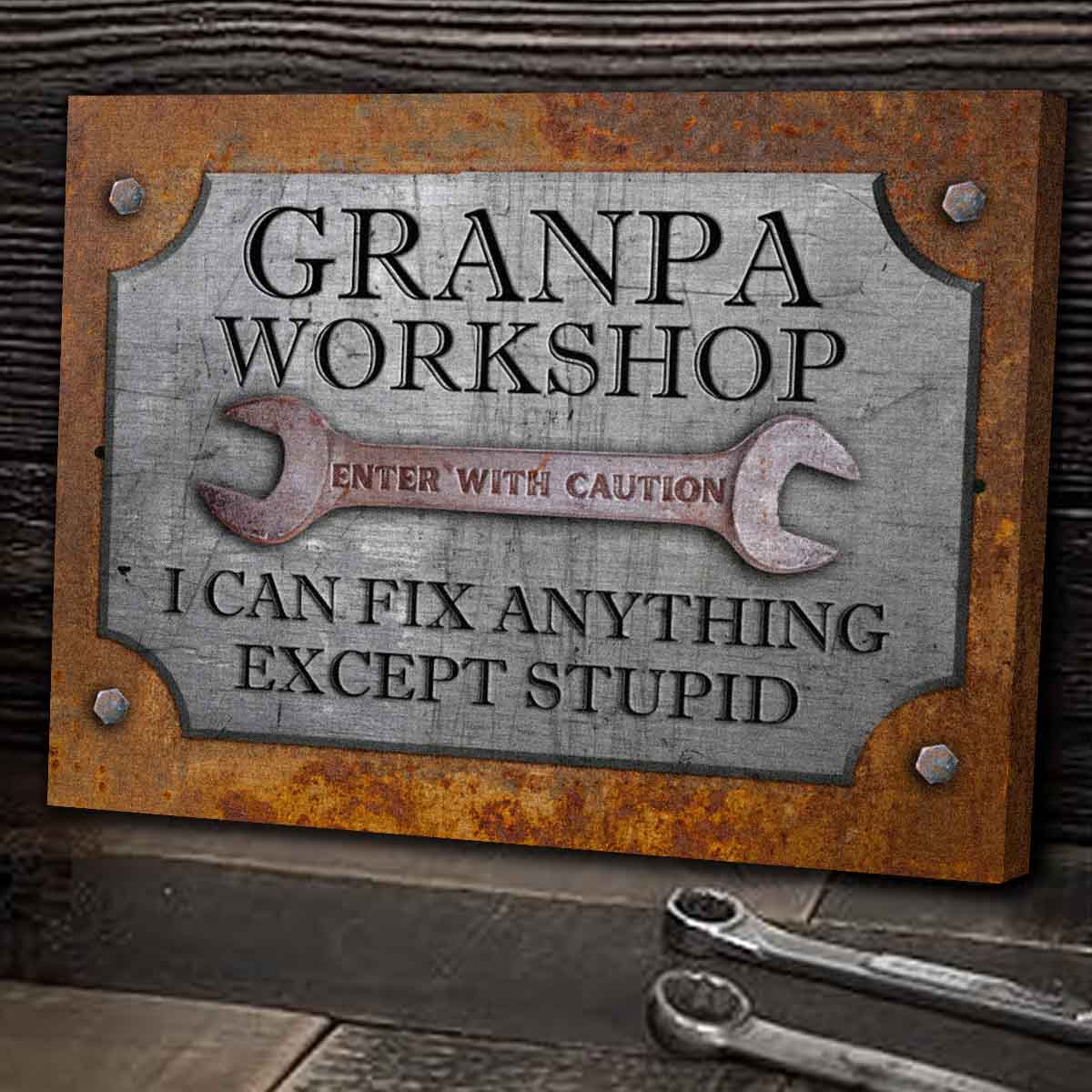 Dad Workshop Wall Art Sign Custom Name