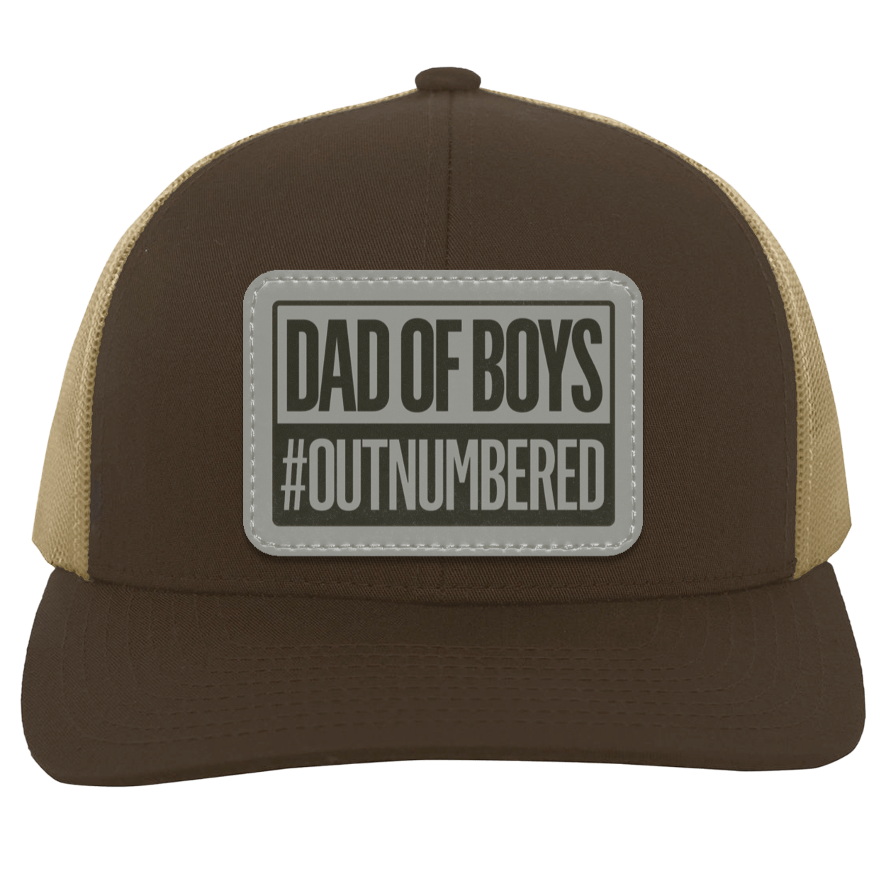 Dad of Girls/Boys Outnumbered Leather Patch Hat Gift