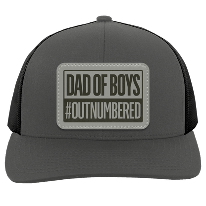 Dad of Girls/Boys Outnumbered Leather Patch Hat Gift