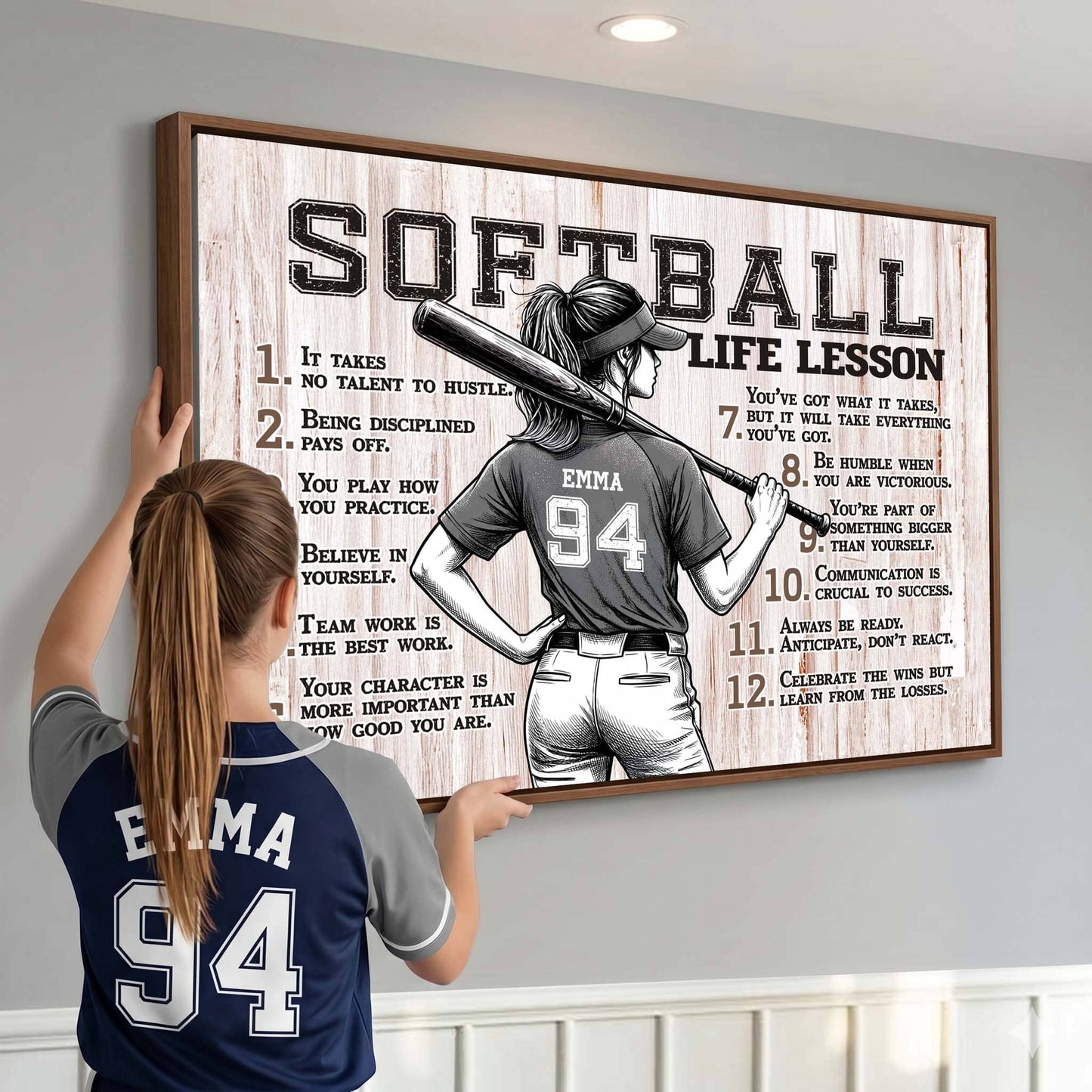 Softball Life Lessons Personalized Canvas Sports Room