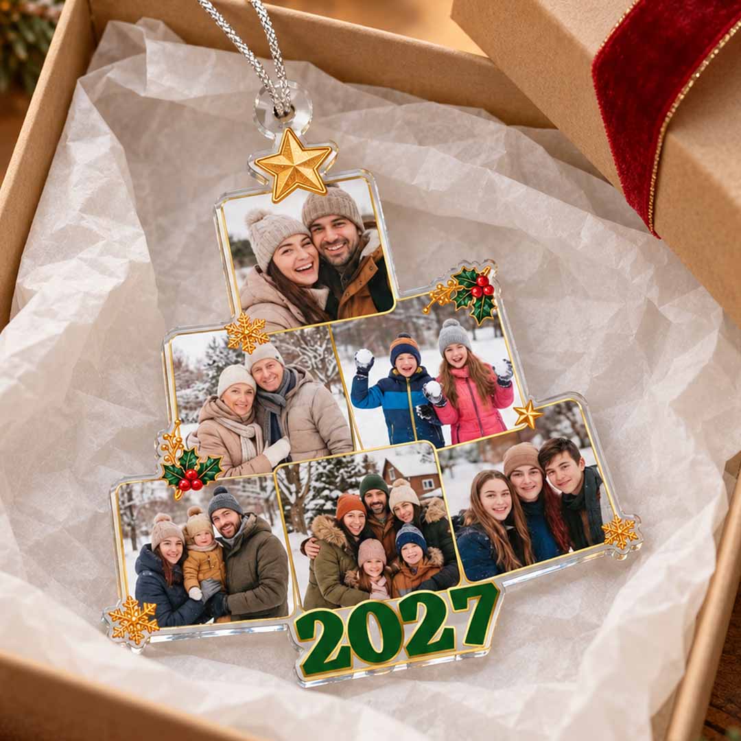 Family Photo Christmas Tree Custom Acrylic Ornament