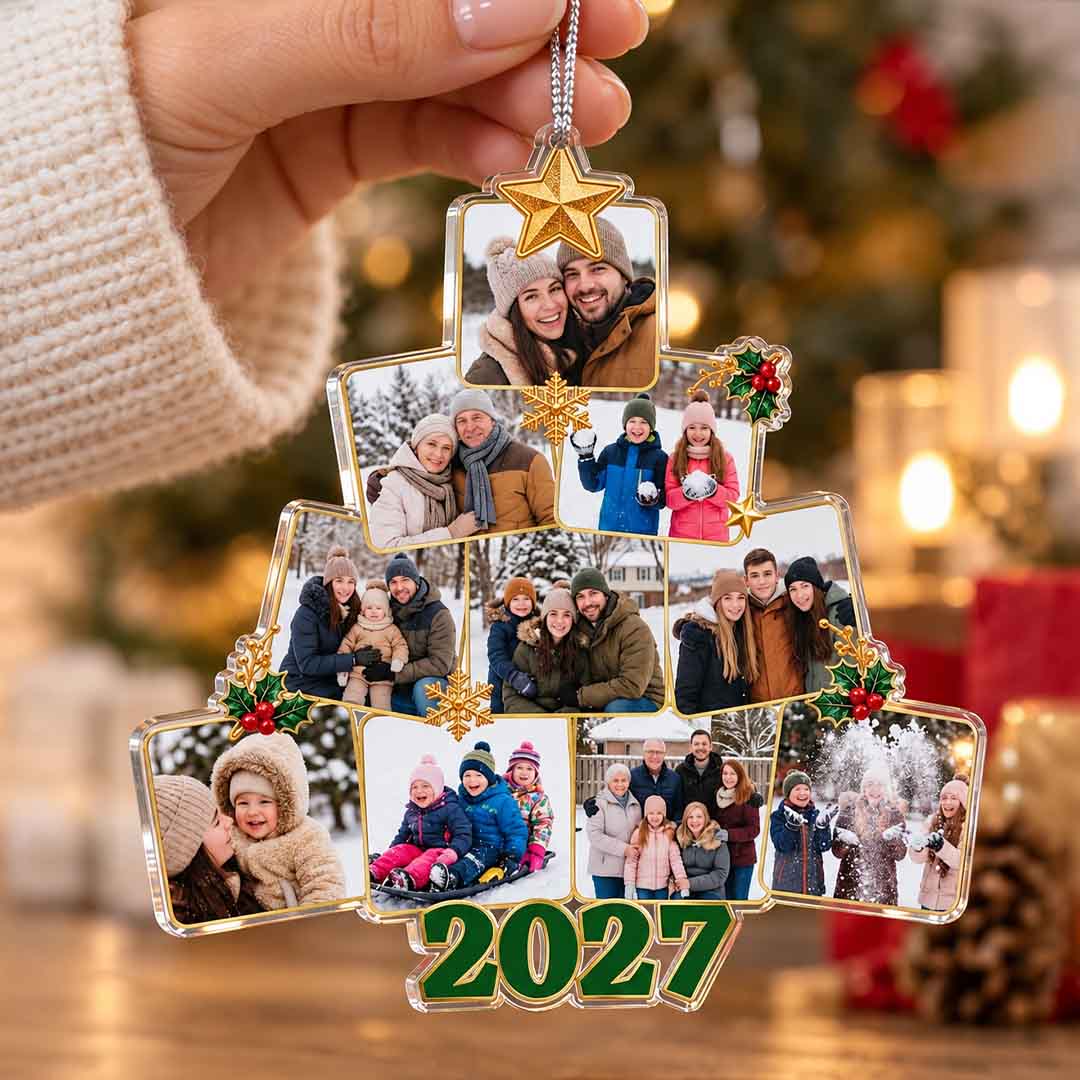 Family Photo Christmas Tree Custom Acrylic Ornament