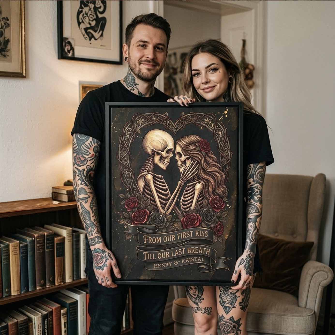First Kiss Till Last Breath Custom Anniversary Canvas Poster