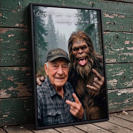 Selfie With My Buddy Bigfoot - Vintage Custom Poster and Canvas