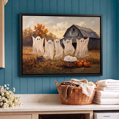 The Laundry Ghosts Rustic Fall Barn Halloween Decor Canvas Poster