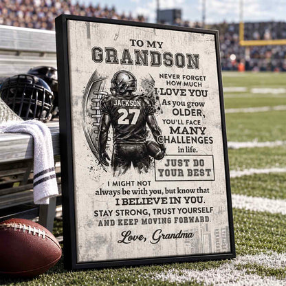 Grandson Son Football Custom Encouragement Wall Art