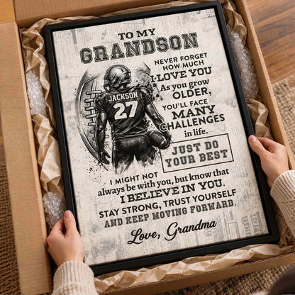 Grandson Son Football Custom Encouragement Wall Art