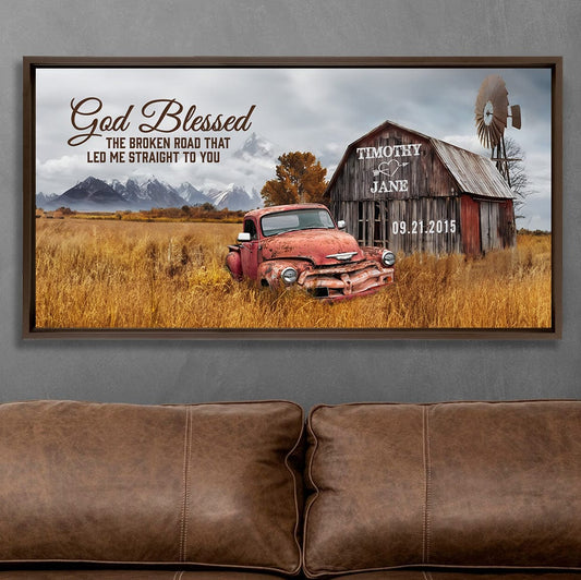 God Blessed Custom Red Truck Canvas Gift