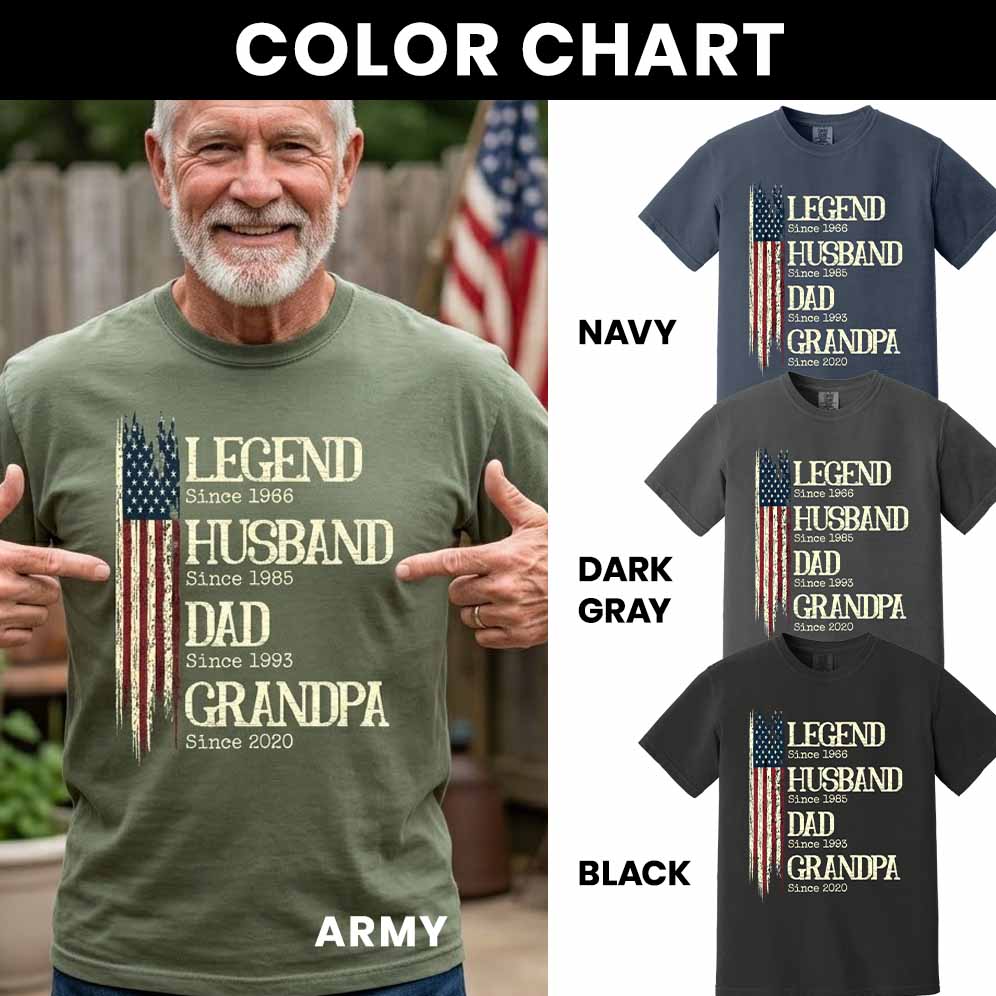 Legend Husband Dad Grandpa Heavyweight Custom Shirt