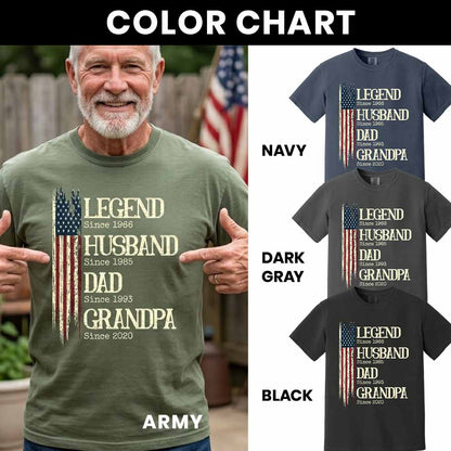 Legend Husband Dad Grandpa Heavyweight Custom Shirt