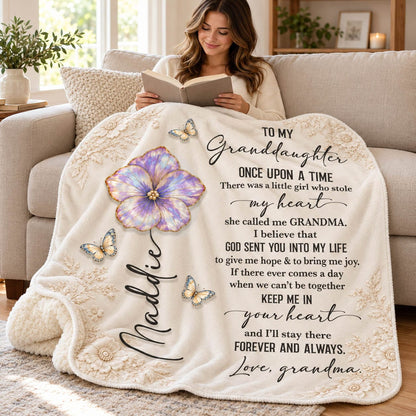 Little Girl Who Stole My Heart Custom Birth Flower Sherpa Blanket