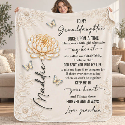 Little Girl Who Stole My Heart Custom Birth Flower Sherpa Blanket