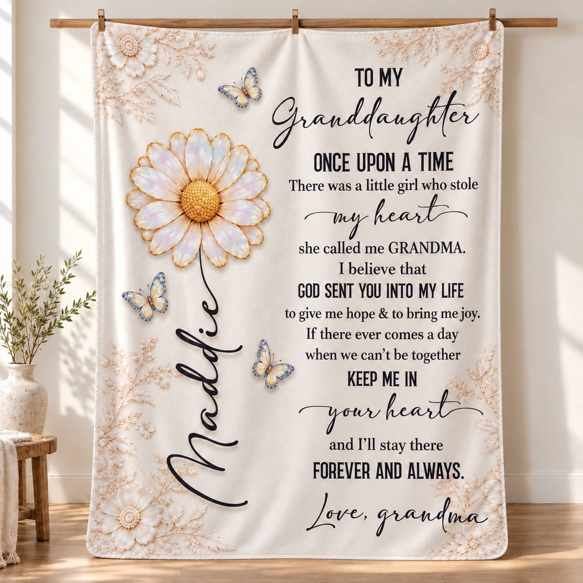 Little Girl Who Stole My Heart Custom Birth Flower Sherpa Blanket