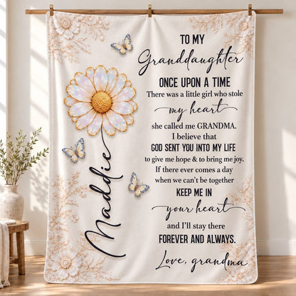 Little Girl Who Stole My Heart Custom Birth Flower Sherpa Blanket