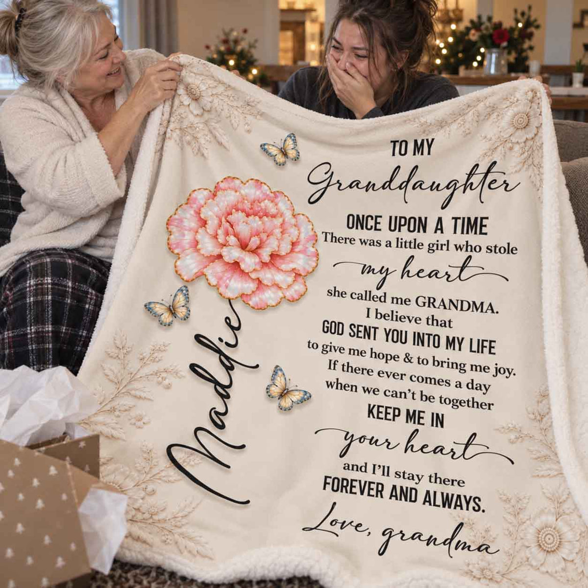 Little Girl Who Stole My Heart Daughter Granddaughter Custom Birth Flower Sherpa Blanket